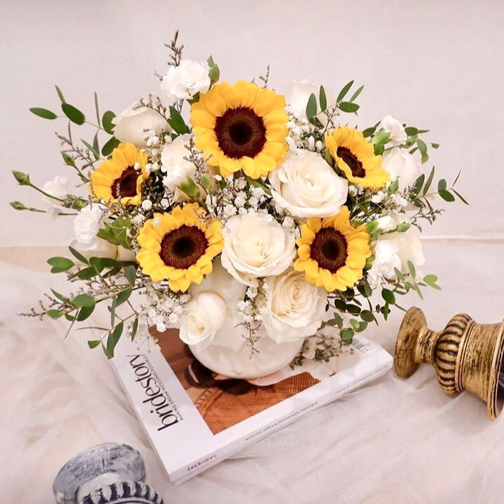 Sunflower, Vase, Rose