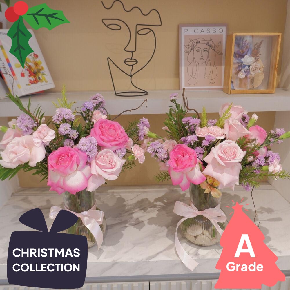 Christmas, Vase, Rose