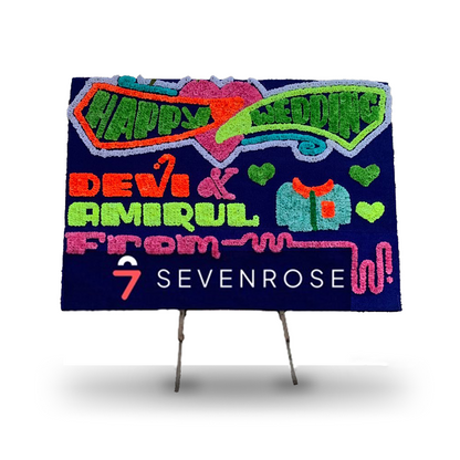 Papan Bunga, Happy Wedding, Blue