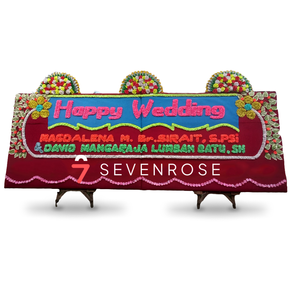 Papan Bunga, Red, Happy Wedding