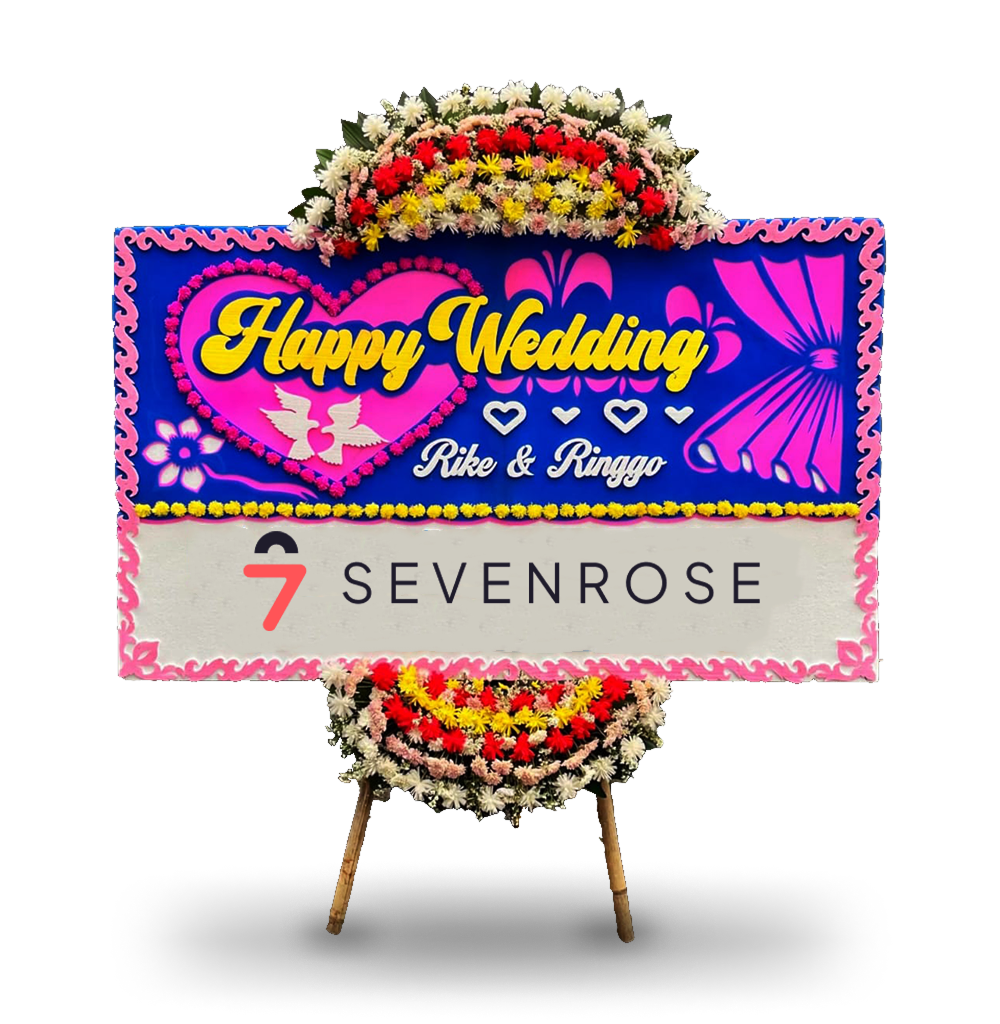 Papan Bunga, Happy Wedding, Pink