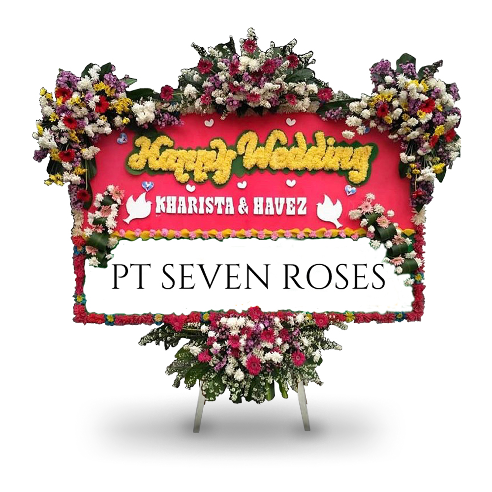 Papan Bunga, Happy Wedding, Merah Muda