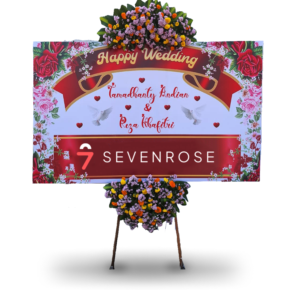 Papan Bunga, Happy Wedding, White