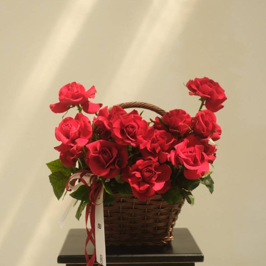 Red Rose, Basket Flower, Elegan