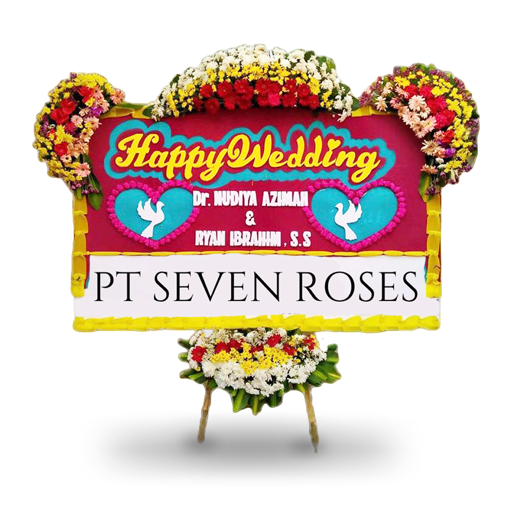Papan Bunga, Happy Wedding, Pink