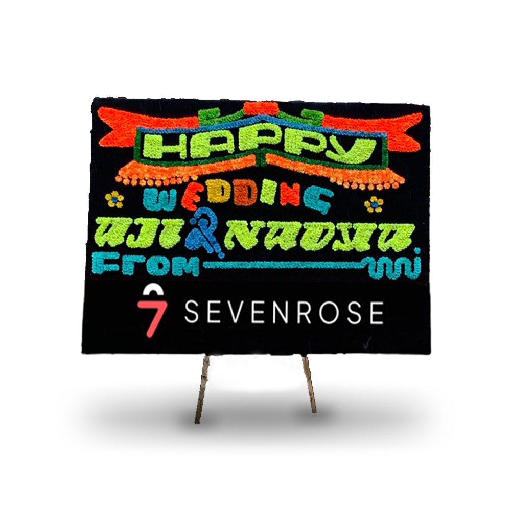 Papan Bunga, Happy Wedding, Hitam