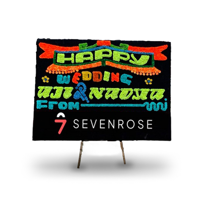 Papan Bunga, Happy Wedding, Hitam