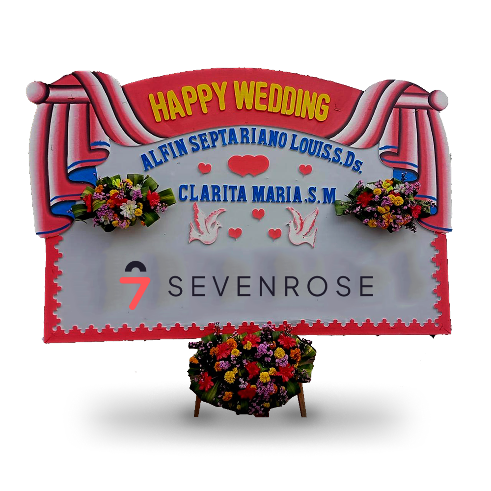 Papan Bunga, Happy Wedding, White