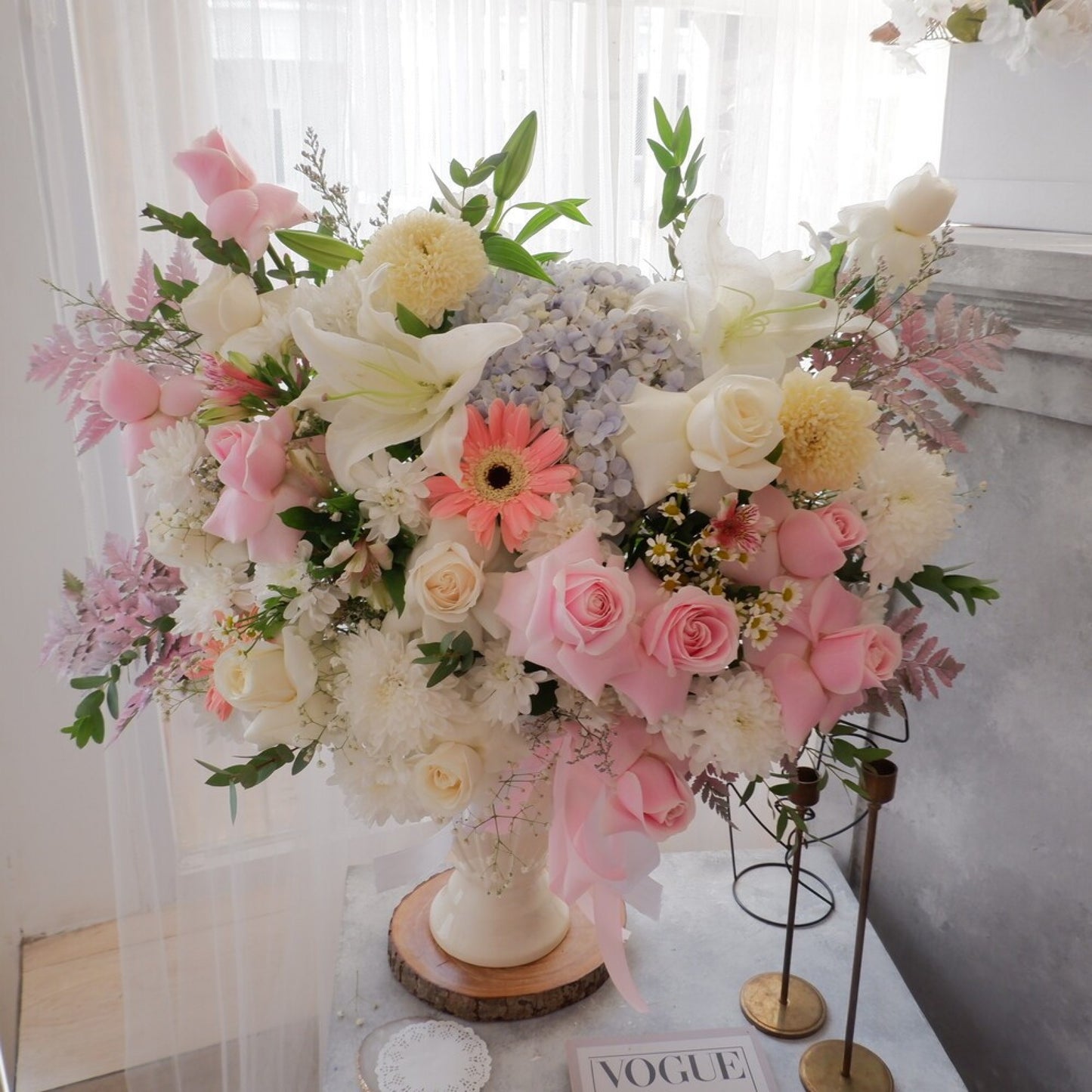 Vase, Hydrangea, Rose