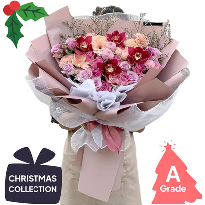 Christmas, Bouquet, Rose