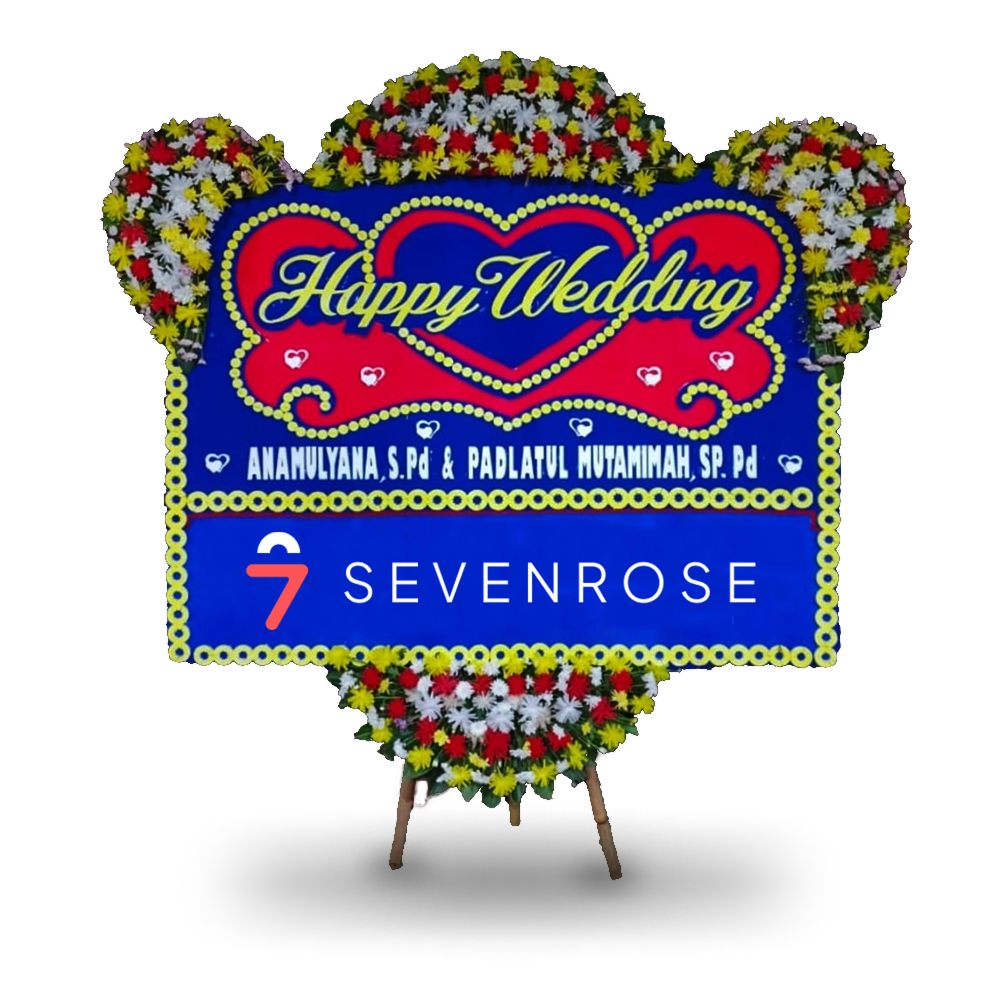 Papan Bunga, Happy Wedding, Blue