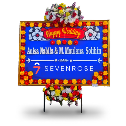 Papan Bunga, Happy Wedding, Blue