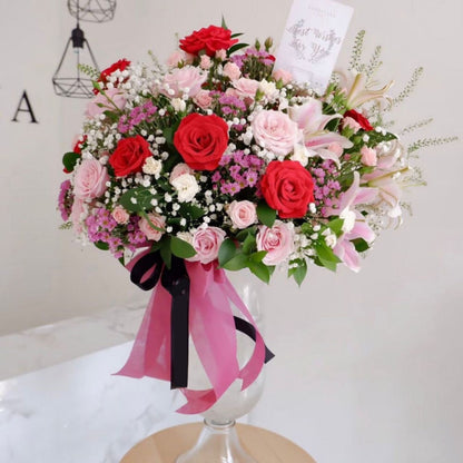Vase, Rose, Baby Breath