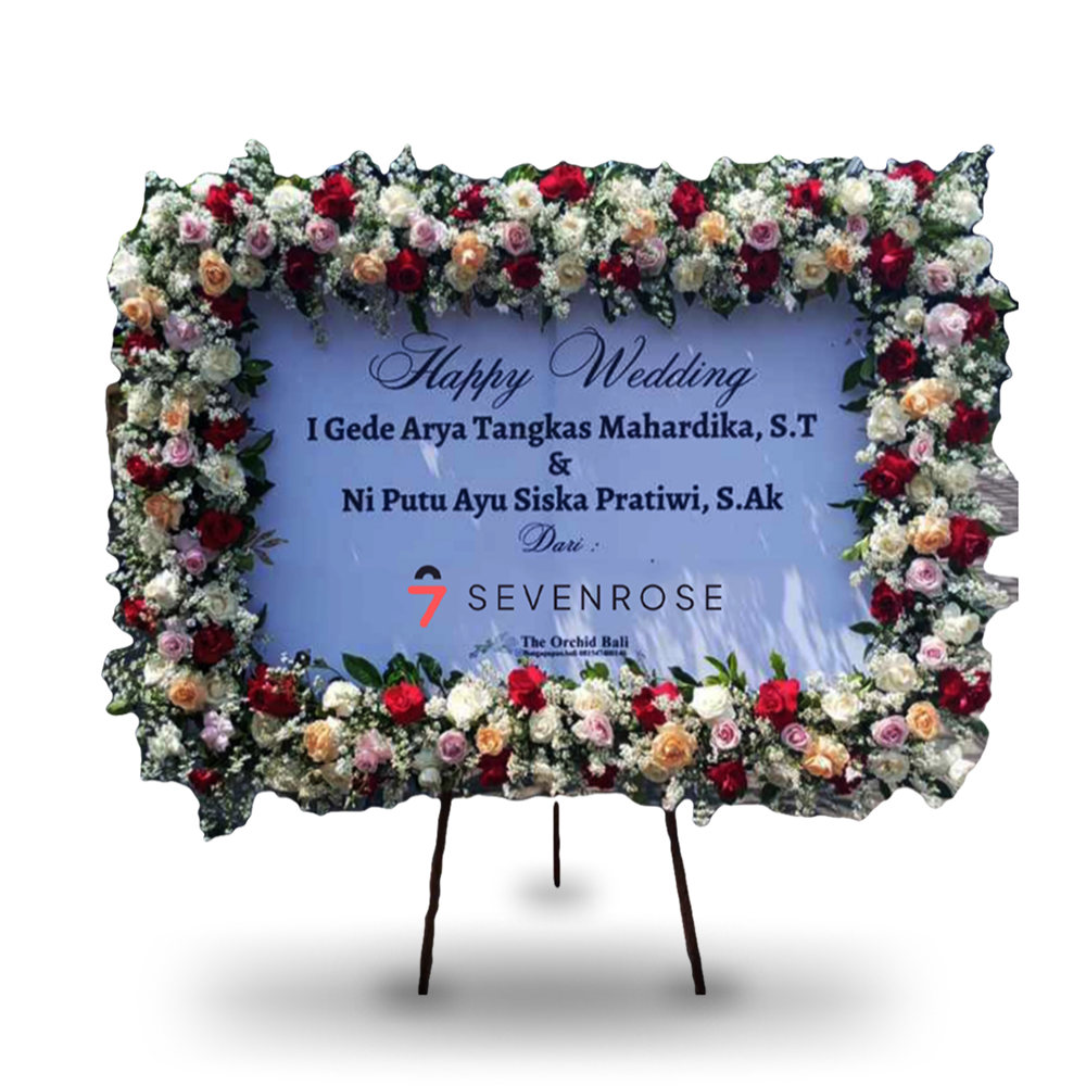Papan Bunga, Happy Wedding, White