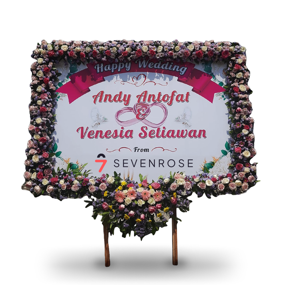 Papan Bunga, Happy Wedding, White
