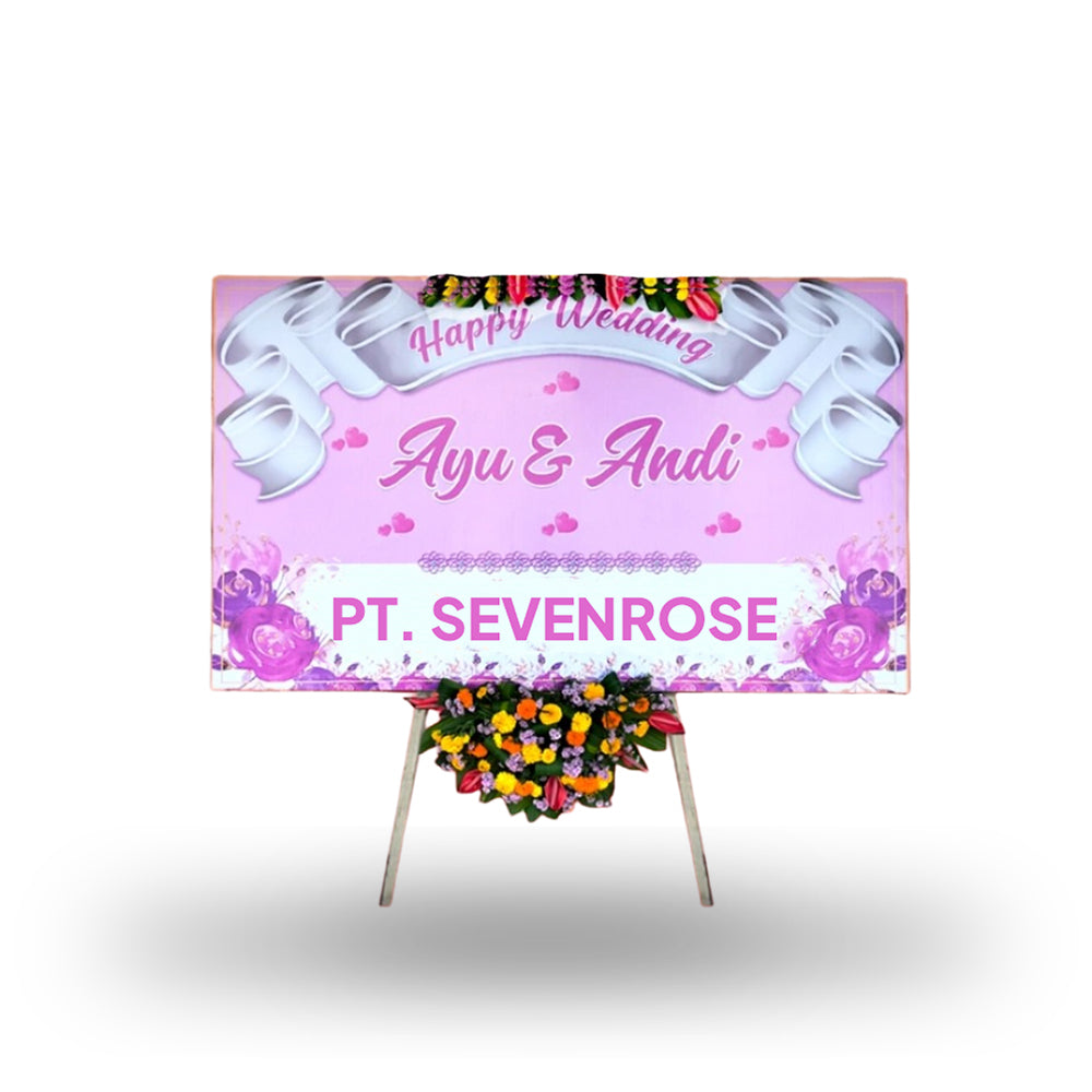 Papan Bunga, Happy Wedding, Pink