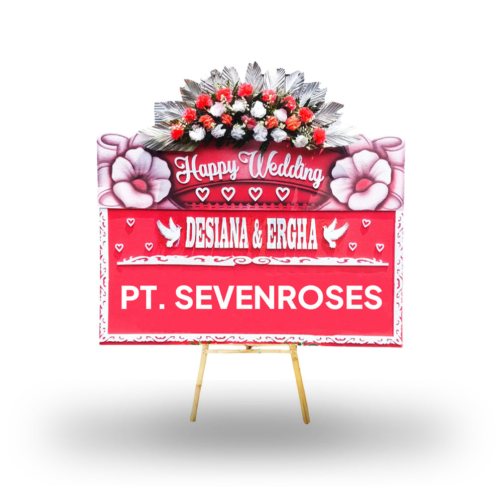 Papan Bunga, Happy Wedding, Merah