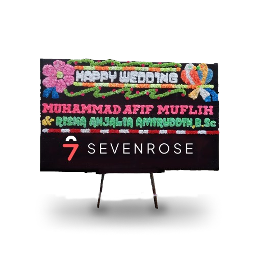 Papan Bunga, Happy Wedding, Black
