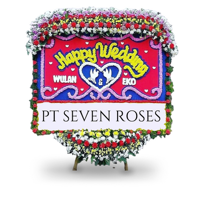 Papan Bunga, Happy Wedding, Merah Muda