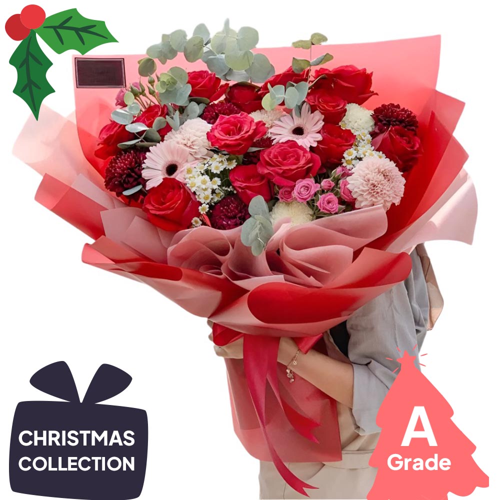 Christmas, Bouquet, Rose