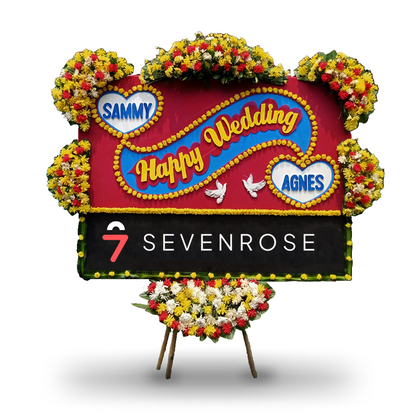 Papan Bunga, Happy Wedding, Maroon