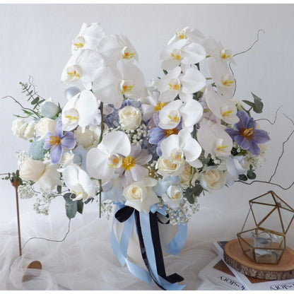 Orchid, Vase, Baby Breath