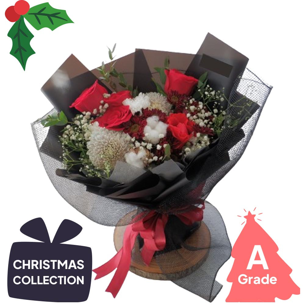 Christmas, Rose, Bouquet