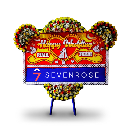 Papan Bunga, Happy Wedding, Red