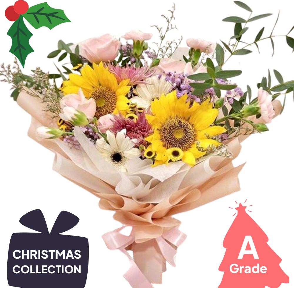 Christmas, Sunflower, Bouquet