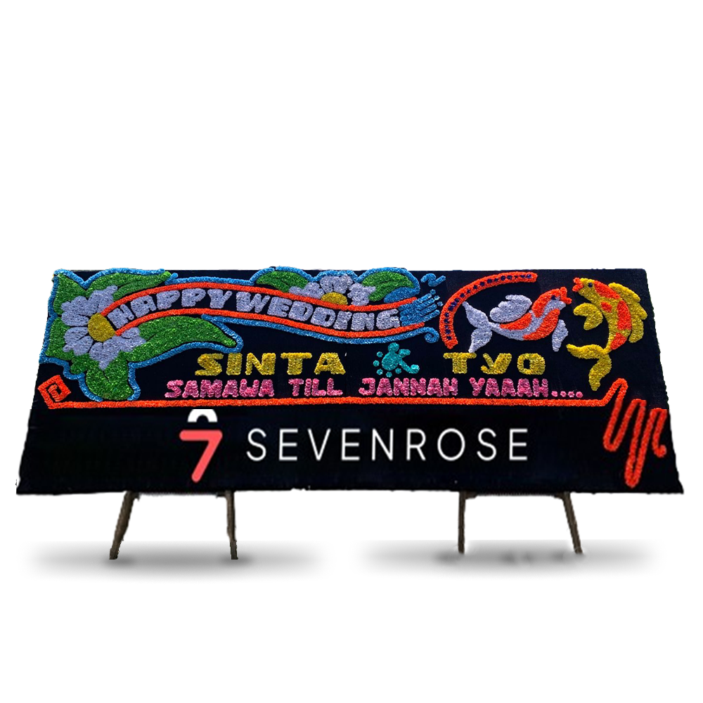 Papan Bunga, Happy Wedding, Hitam