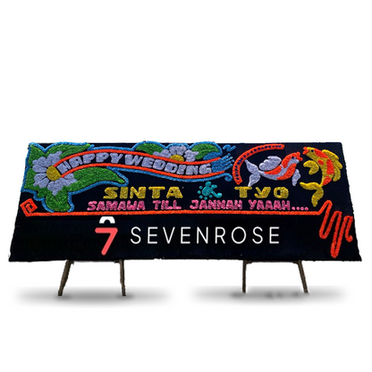 Papan Bunga, Happy Wedding, Hitam