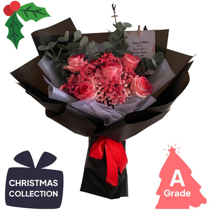 Christmas, Rose, Bouquet