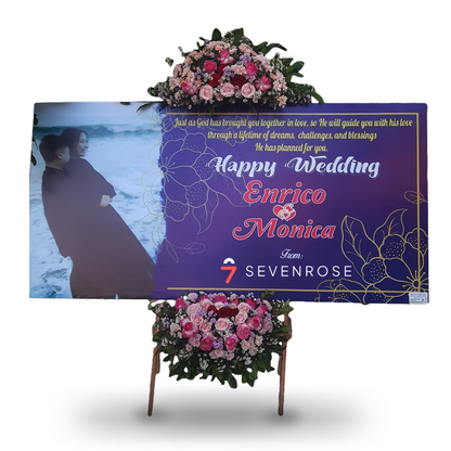 Papan Bunga, Happy Wedding, Blue