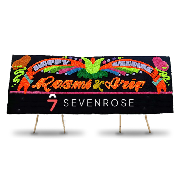 Papan Bunga, Hitam, Happy Wedding