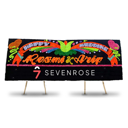 Papan Bunga, Hitam, Happy Wedding