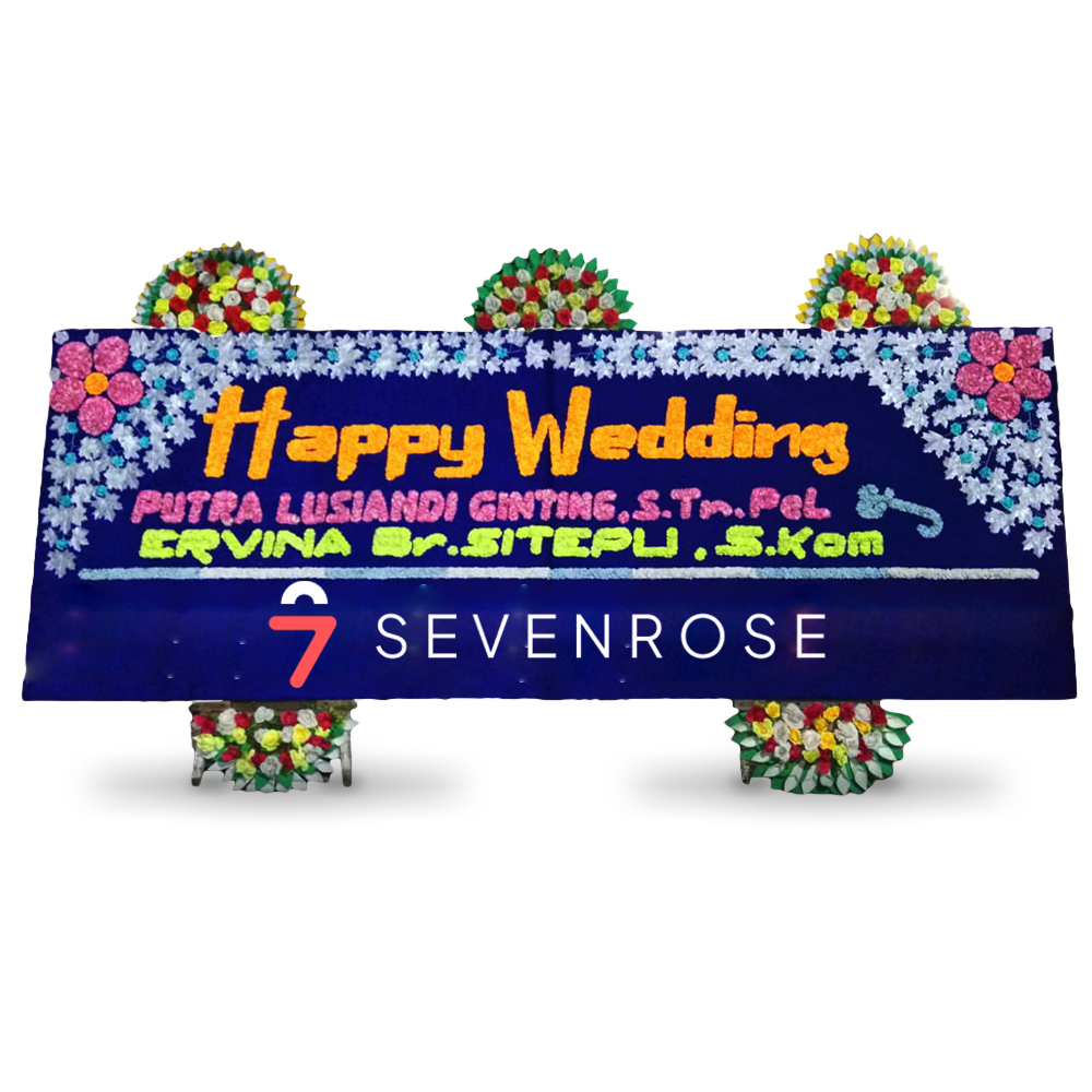 Papan Bunga, Blue, Happy Wedding