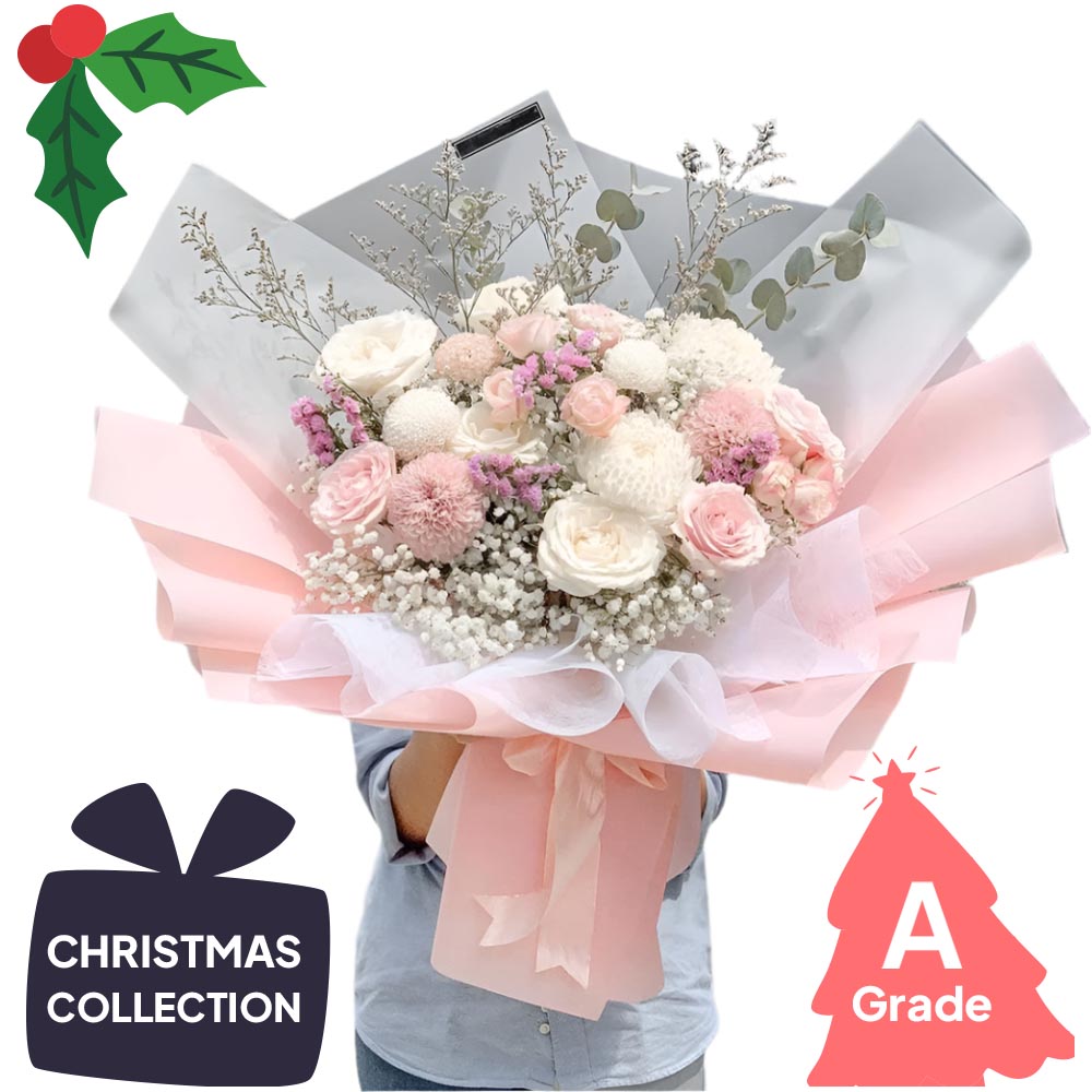 Christmas, Baby Breath, Rose