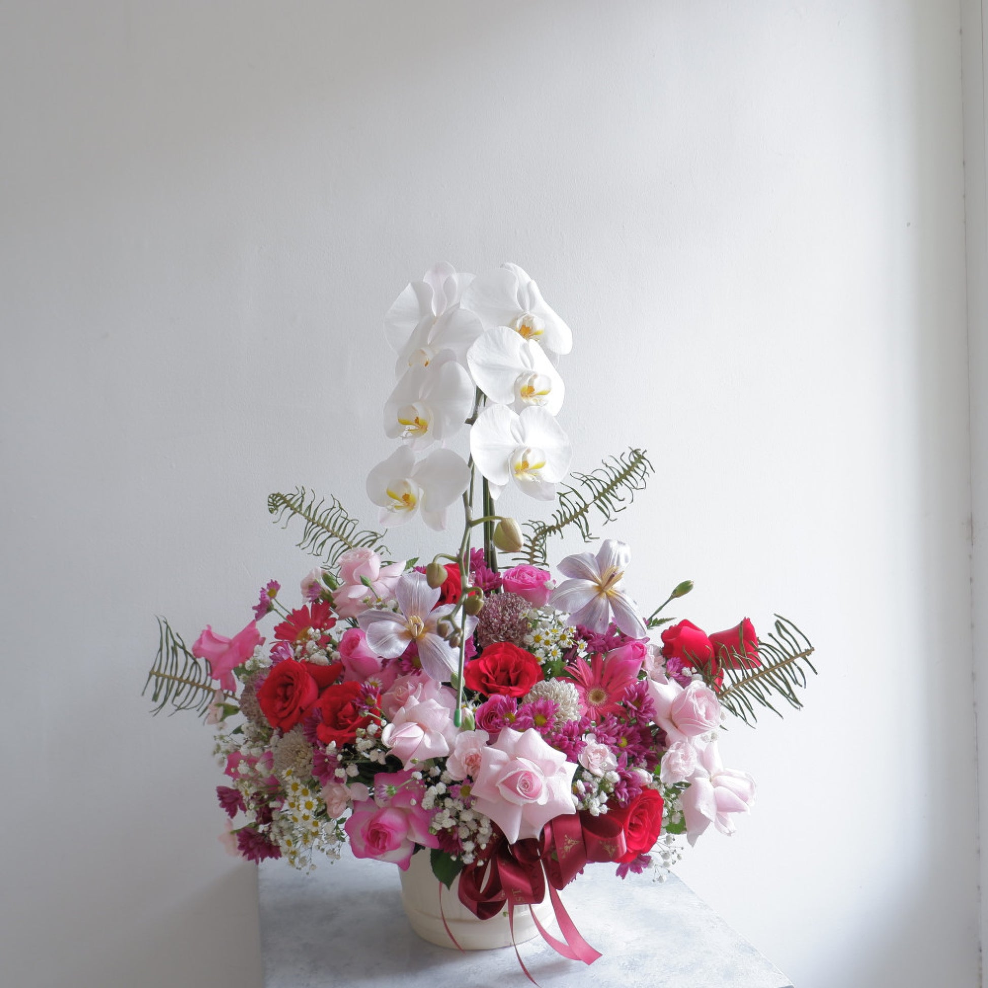 Orchid, Rose, Vase