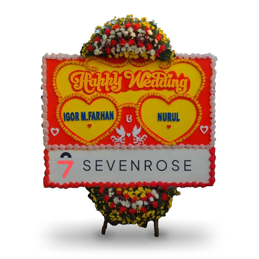 Papan Bunga, Happy Wedding, Orange