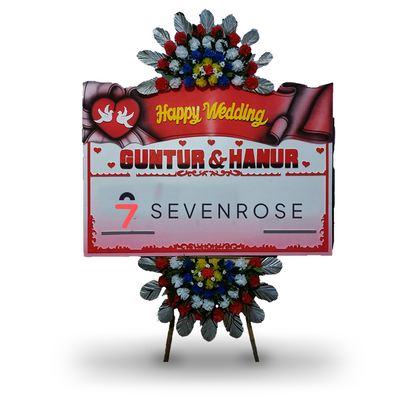 Papan Bunga, Happy Wedding, White