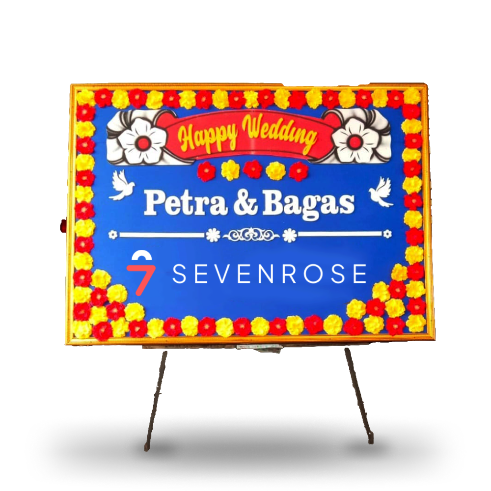 Papan Bunga, Happy Wedding, Blue
