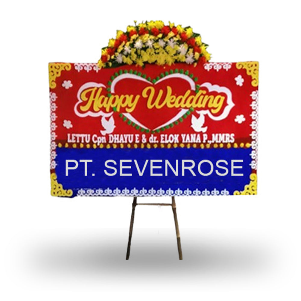 Papan Bunga, Happy Wedding, Merah