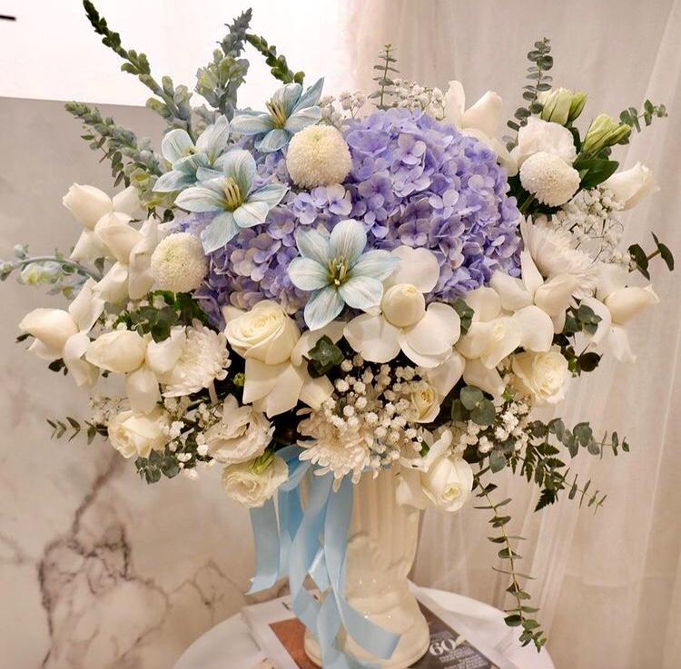 Vase, Hydrangea, Rose